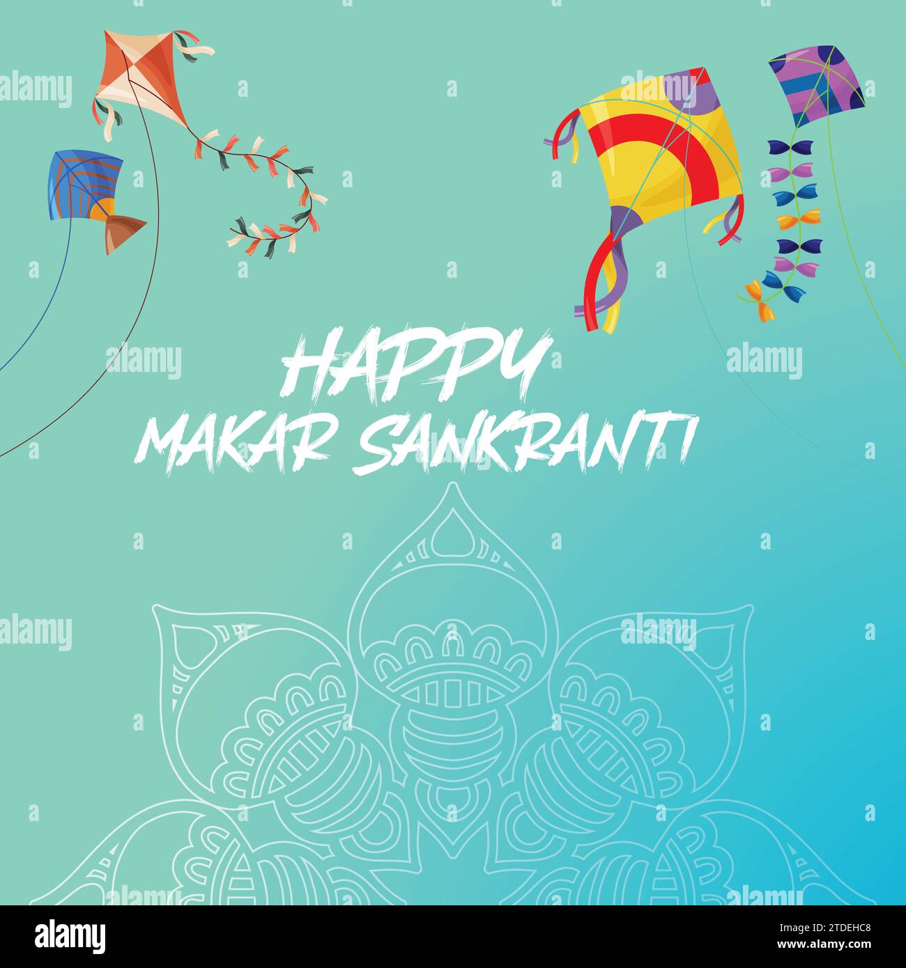 Découvrez l'esprit de Makar Sankranti avec un vecteur vibrant! Il met en valeur un ciel rempli de cerfs-volants colorés, symbolisant la joie du festival. TH Illustration de Vecteur