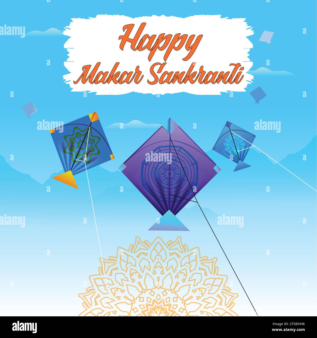 Sky High Celebrations : vecteur vibrant Makar Sankranti avec des cerfs-volants colorés, élevez vos conceptions avec ce vecteur vibrant, capturant l'essence de Mak Illustration de Vecteur