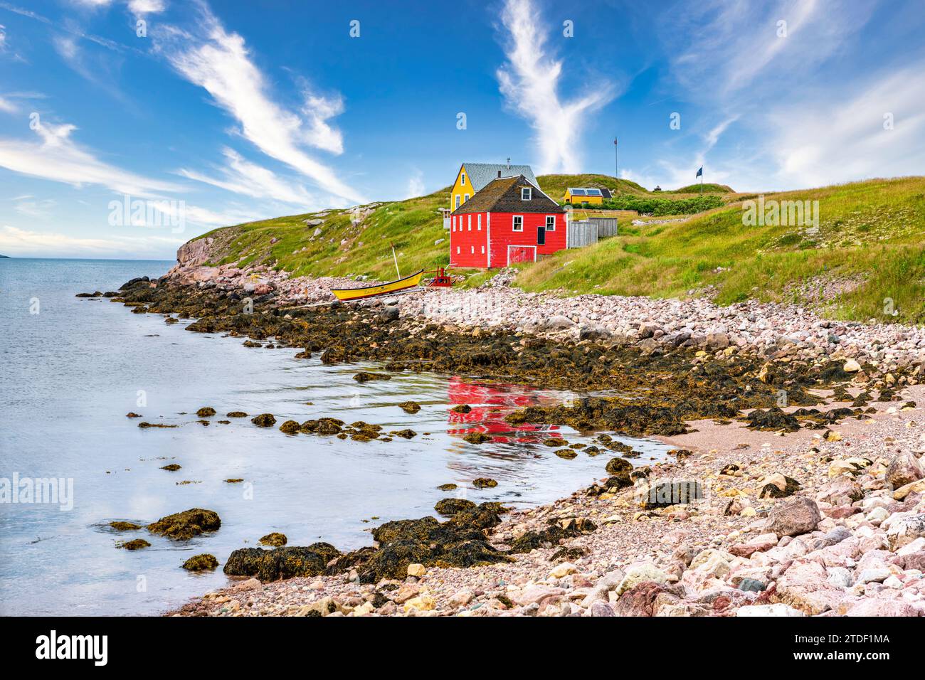 Anciennes maisons de pêcheurs, Ile aux marins, Ile des pêcheurs, collectivité territoriale de Saint-Pierre et Miquelon, collectivité d'outre-mer de France Banque D'Images