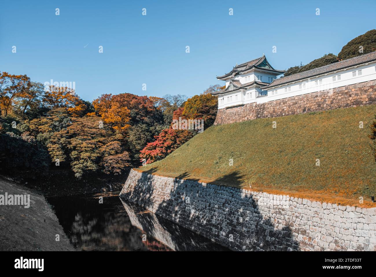 Garde Fushimi-yagura sur les douves du palais impérial, en automne, Tokyo, Honshu, Japon, Asie Banque D'Images