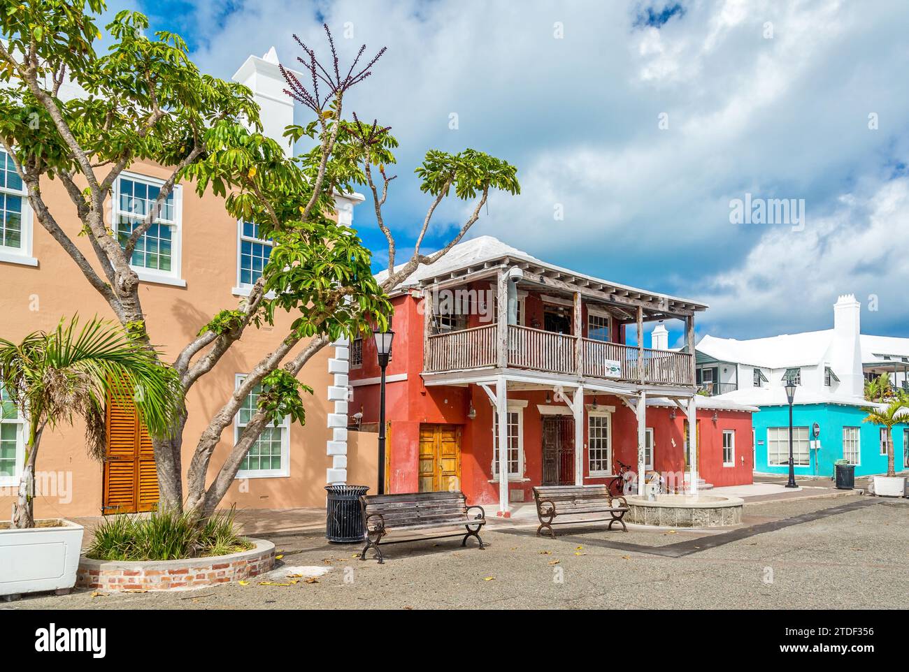 Vieux bâtiments sur la place du Roi historique, St. George's, capitale originale de l'île, site du patrimoine mondial de l'UNESCO, Bermudes, Atlantique Banque D'Images