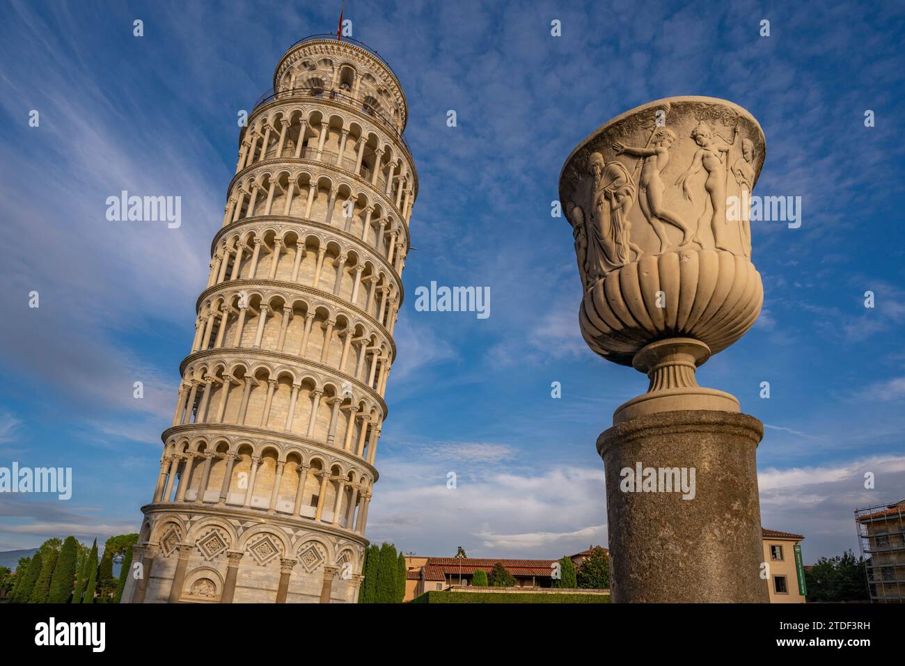 Vue de la tour penchée de Pise, site du patrimoine mondial de l'UNESCO, Pise, province de Pise, Toscane, Italie, Europe Banque D'Images