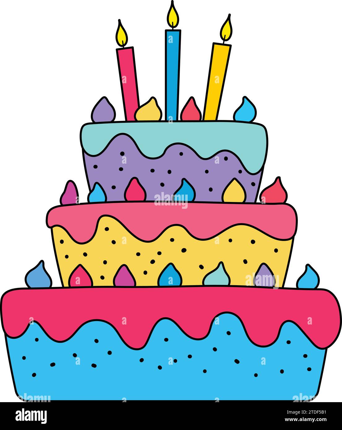 Gâteau D'anniversaire De Fête De Célébration Avec Beaucoup De Glaçage Et De  Décorations Concept D'anniversaire De Fête De Célébration