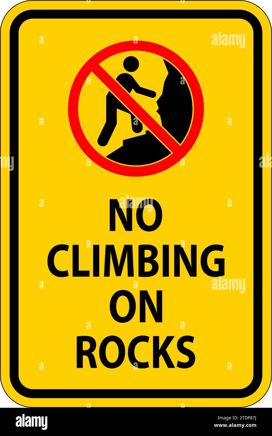 Panneau terrain de camping, pas d'escalade sur les rochers Illustration de Vecteur
