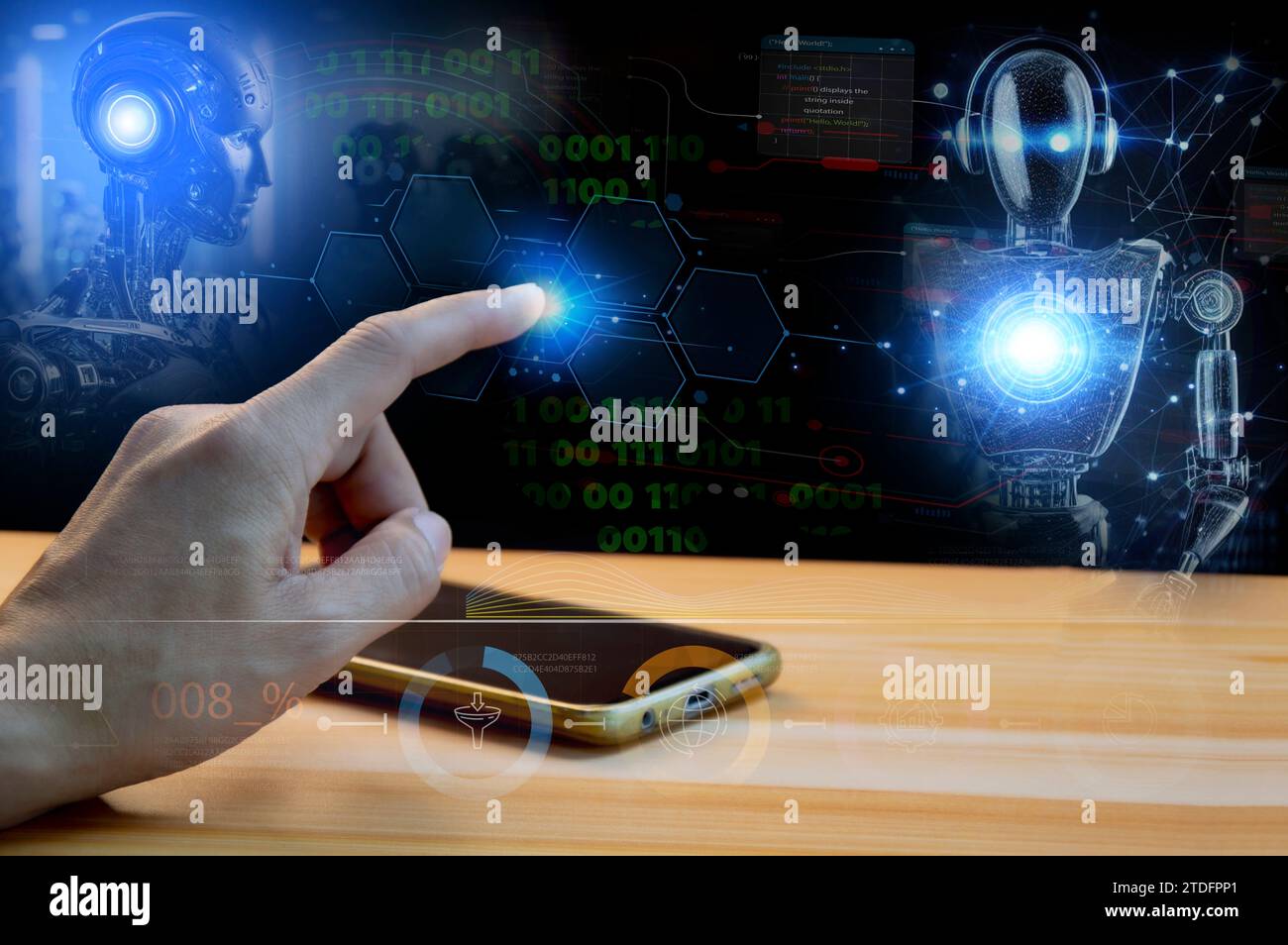 Concepts, développement de l'intelligence artificielle et auto-apprentissage de l'intelligence artificielle. Banque D'Images