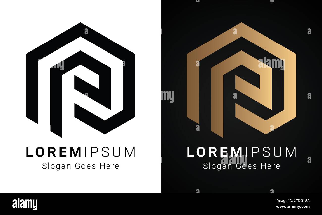 Design de logo de lettre de texte de monogramme PP initial de luxe Illustration de Vecteur