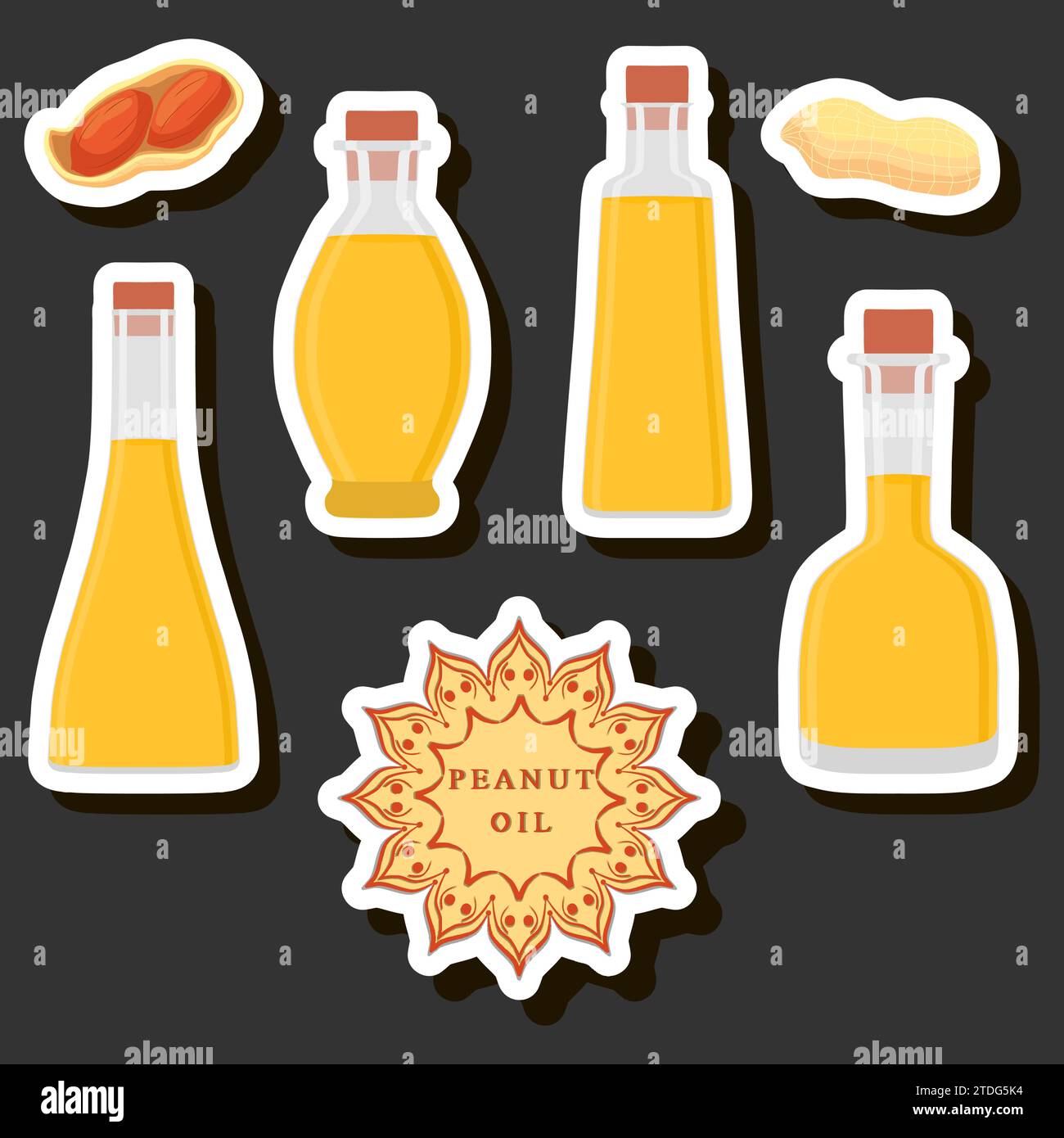 Illustration sur le thème grand ensemble de différents types d'huile liquide, bouteille de différentes tailles, collection d'huile de repas pour boisson santé biologique en bouteille, huile en exclu Illustration de Vecteur