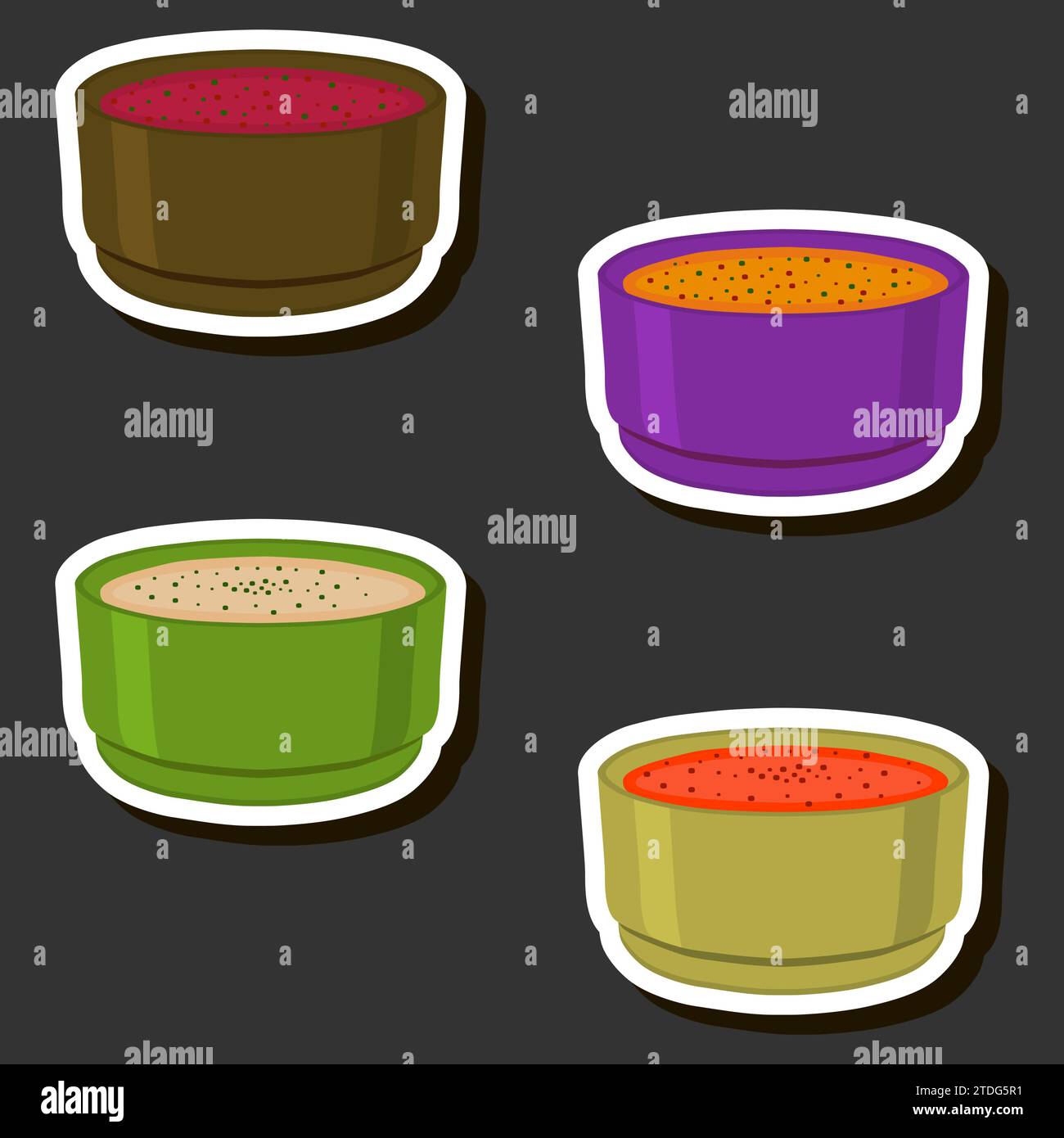 Illustration sur le thème grand ensemble divers types belles soupes maison chaudes comestibles savoureuses avec bouillon et légumes composés de divers ingrédients Illustration de Vecteur