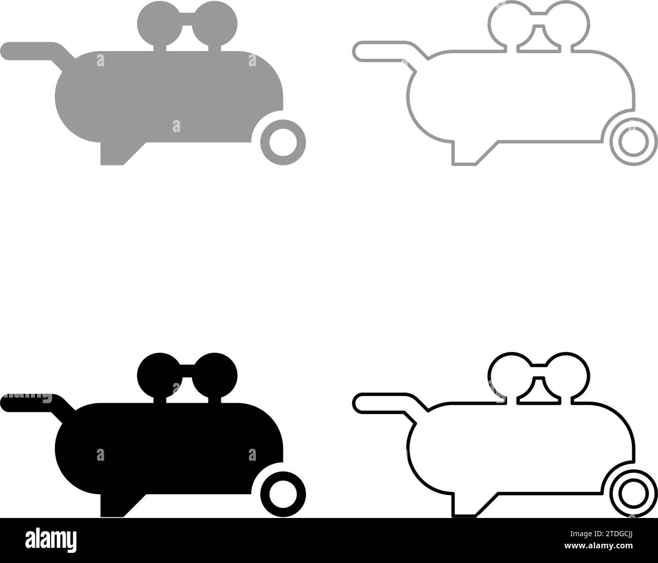 Compresseur d'air icône de kit pneumatique couleur gris noir illustration vectorielle image simple remplissage plein contour ligne de contour fin plat Illustration de Vecteur