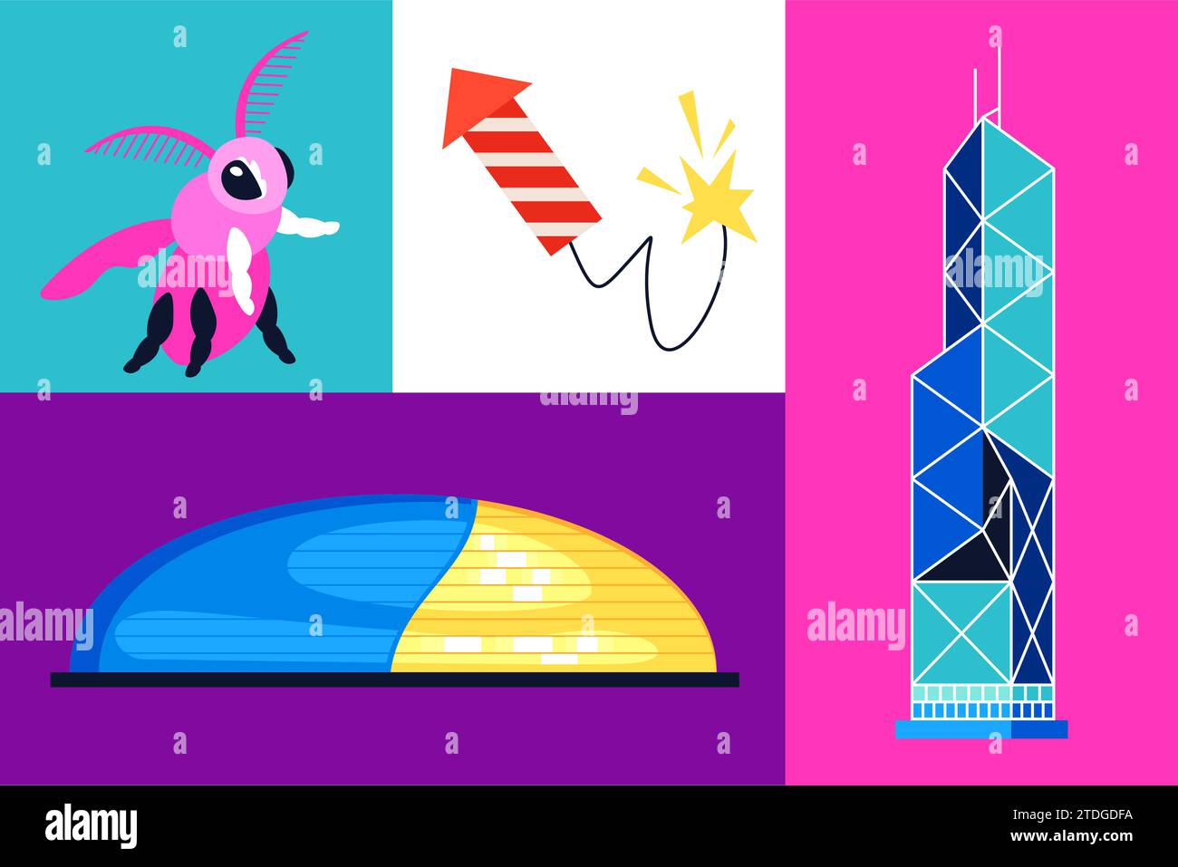 Couleur nationale chinoise - ensemble d'illustrations de style design plat Illustration de Vecteur