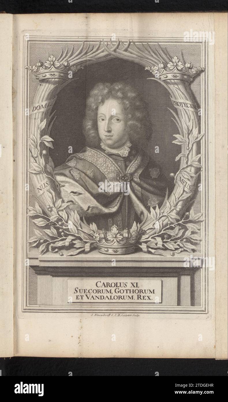 Portrait de Karel Xi van Zweden, Samuel Blesendorf, 1698 l'estampe fait partie d'un album. Allemagne papier gravure l'impression fait partie d'un album. Gravure sur papier Allemagne Banque D'Images