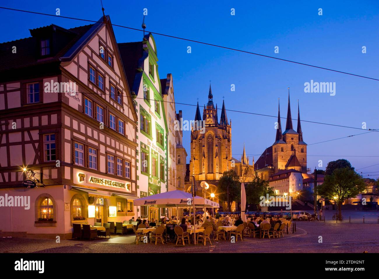 Place de la cathédrale d'Erfurt Banque D'Images