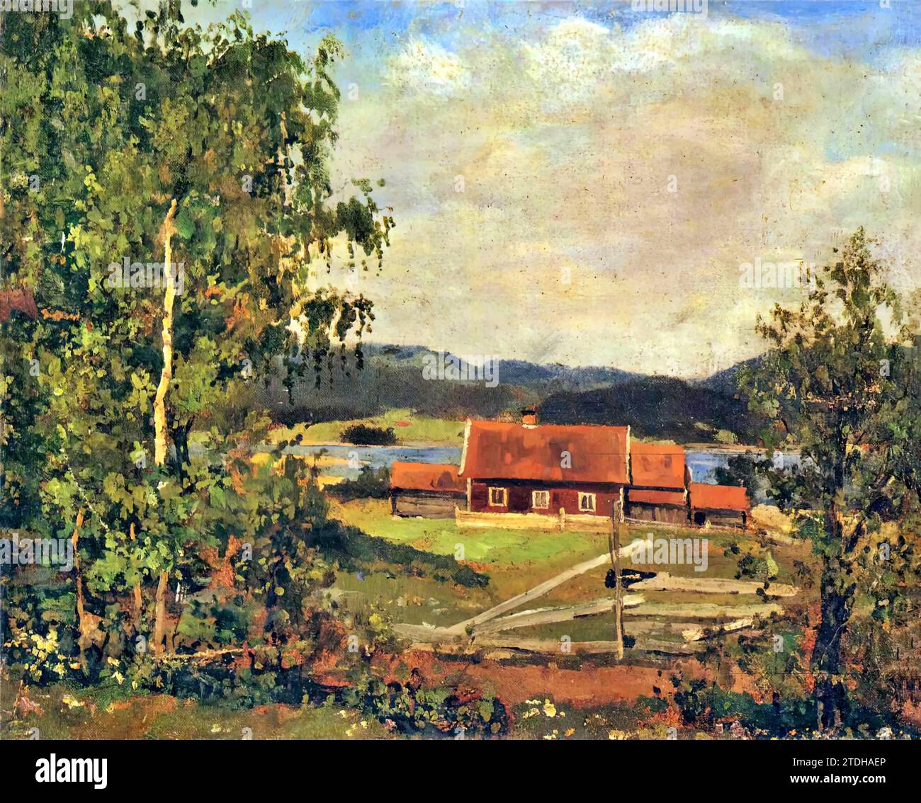 Paysage. Maridalen d'Oslo, 1981 (peinture) de l'artiste Munch, Edvard (1863-1944) / norvégien. Illustration de Vecteur