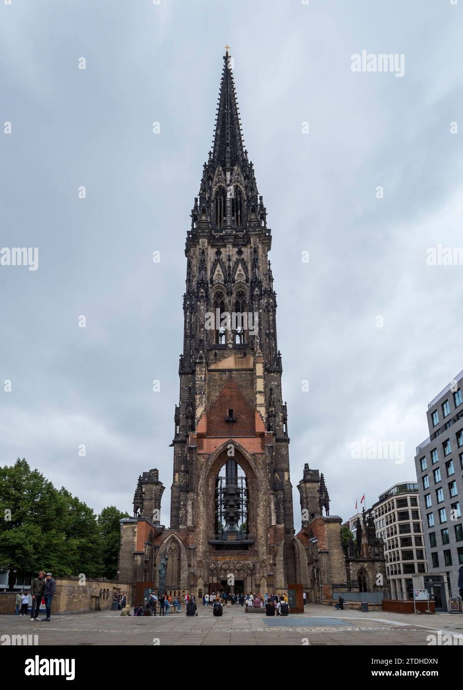 Église Saint-Nicolas (Mémorial Nikolai, Hauptkirche Sankt Nikolai) à Hambourg, Allemagne. Banque D'Images