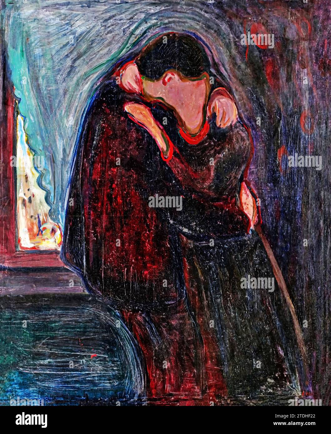 Le baiser, 1897 (peinture) de l'artiste Munch, Edvard (1863-1944) / norvégien. Illustration de Vecteur