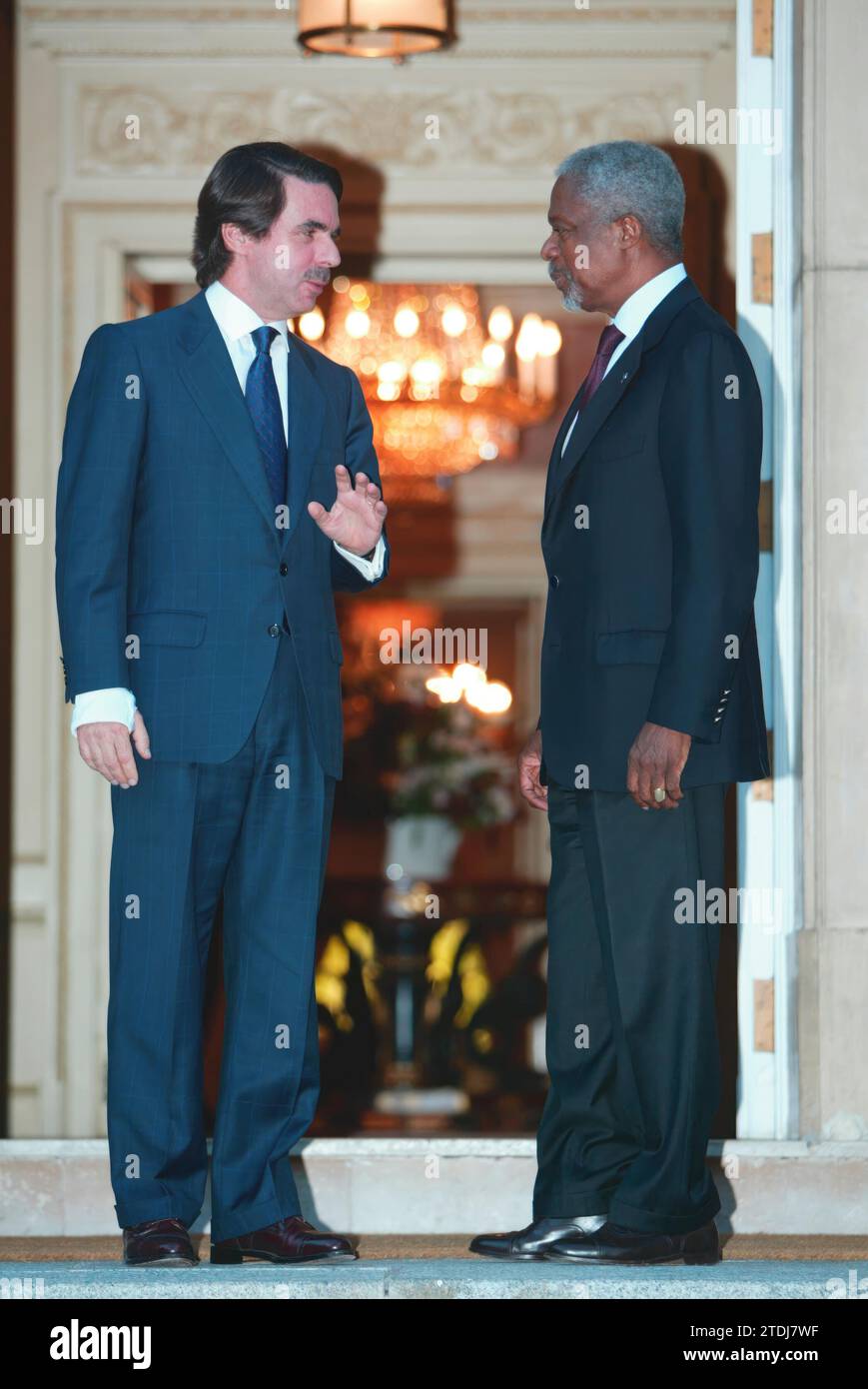 10/21/2003. Madrid 10-22-03.-rencontre du président du gouvernement Jose Mª Aznar avec le secrétaire général des Nations Unies Kofi Annan.-photo Ernesto Acute. Crédit : Album / Archivo ABC / Ernesto Agudo Banque D'Images