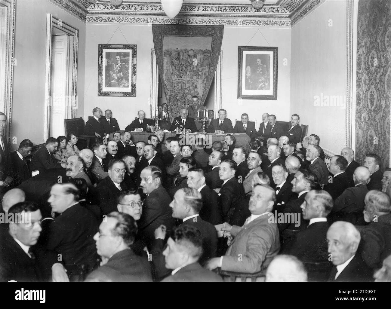 07/04/1926. Madrid. Assemblée de l'Union patriotique. Le chef du gouvernement, cousin du général Rivera (X) présidant le grand conseil d'administration national qui s'est tenu hier après-midi. Crédit : Album / Archivo ABC / Julio Duque Banque D'Images