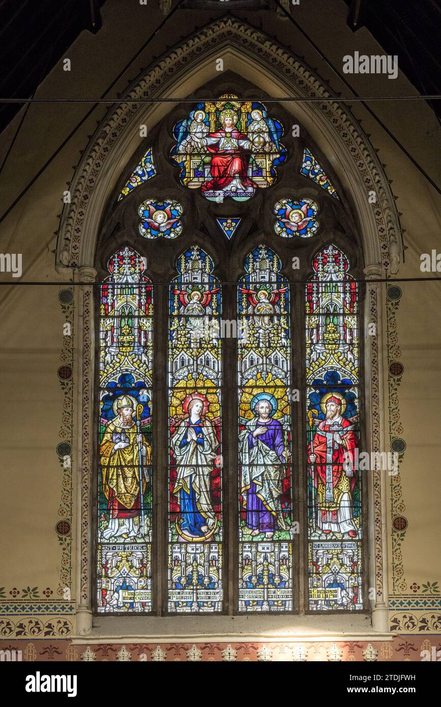 Vitrail, St. Mary's et St. Patrick's Church, Avoca, Co. Wicklow, Irlande Banque D'Images