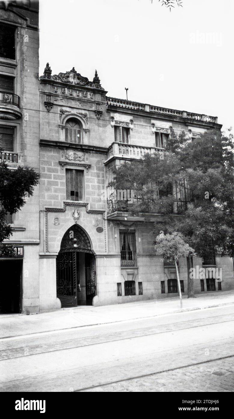 06/15/1955. Maison au 64 rue Alfonso XII, où Ramón y Cajal est mort. Photo : Goyanes. Crédit : Album / Archivo ABC Banque D'Images