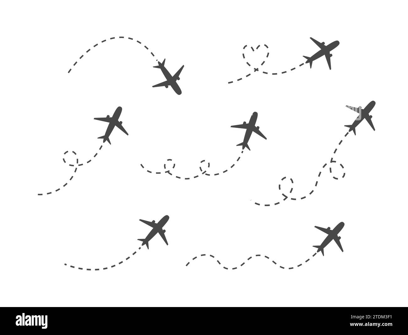 Itinéraire de vol de l'avion ou chemin de la ligne de destination de l'avion Illustration de Vecteur