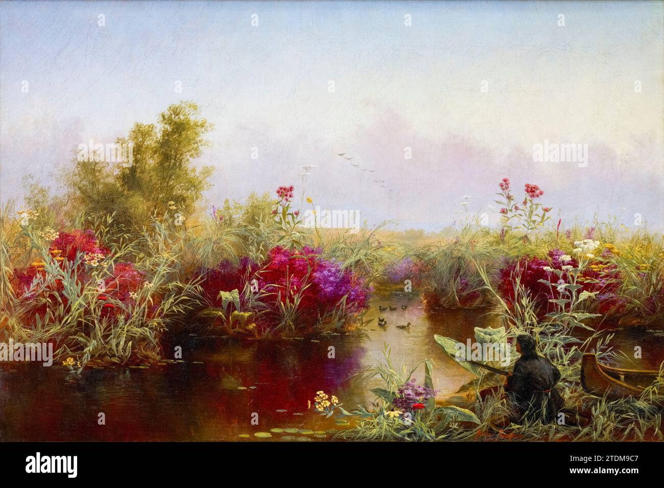 Jerome Thompson peinture, chasse au canard, huile sur toile, 1867 Banque D'Images