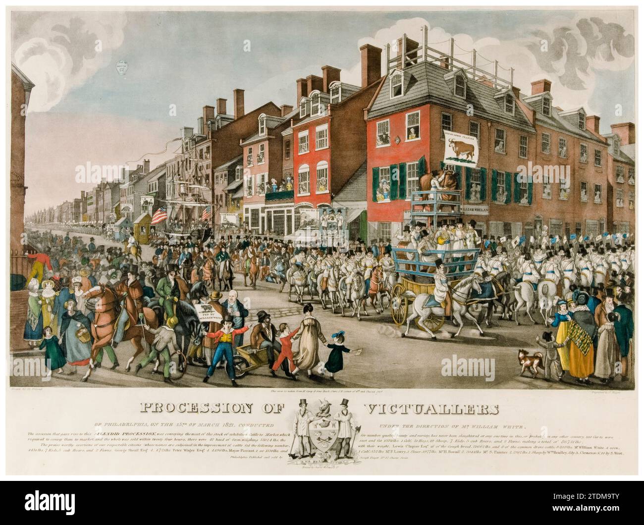 Procession des Victuallers de Philadelphie, 15 mars 1821, estampe aquatinte de Joseph Yeager, 1821-1827 Banque D'Images