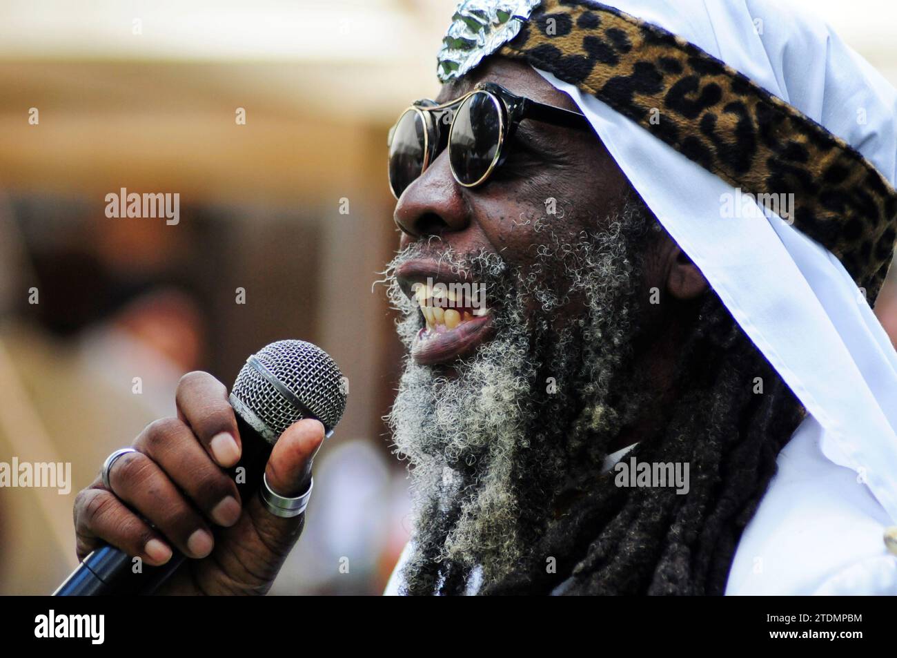 Carlos Djedje qui est considéré comme le père du reggae africain se produisant au Festival Marula à Tzaneen Limpopo en 2023. Banque D'Images