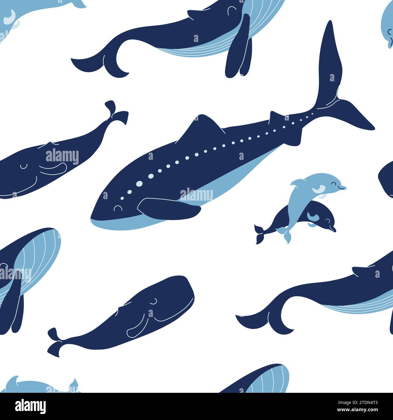 Modèle sans couture avec des baleines et illustration vectorielle de requin baleine Illustration de Vecteur