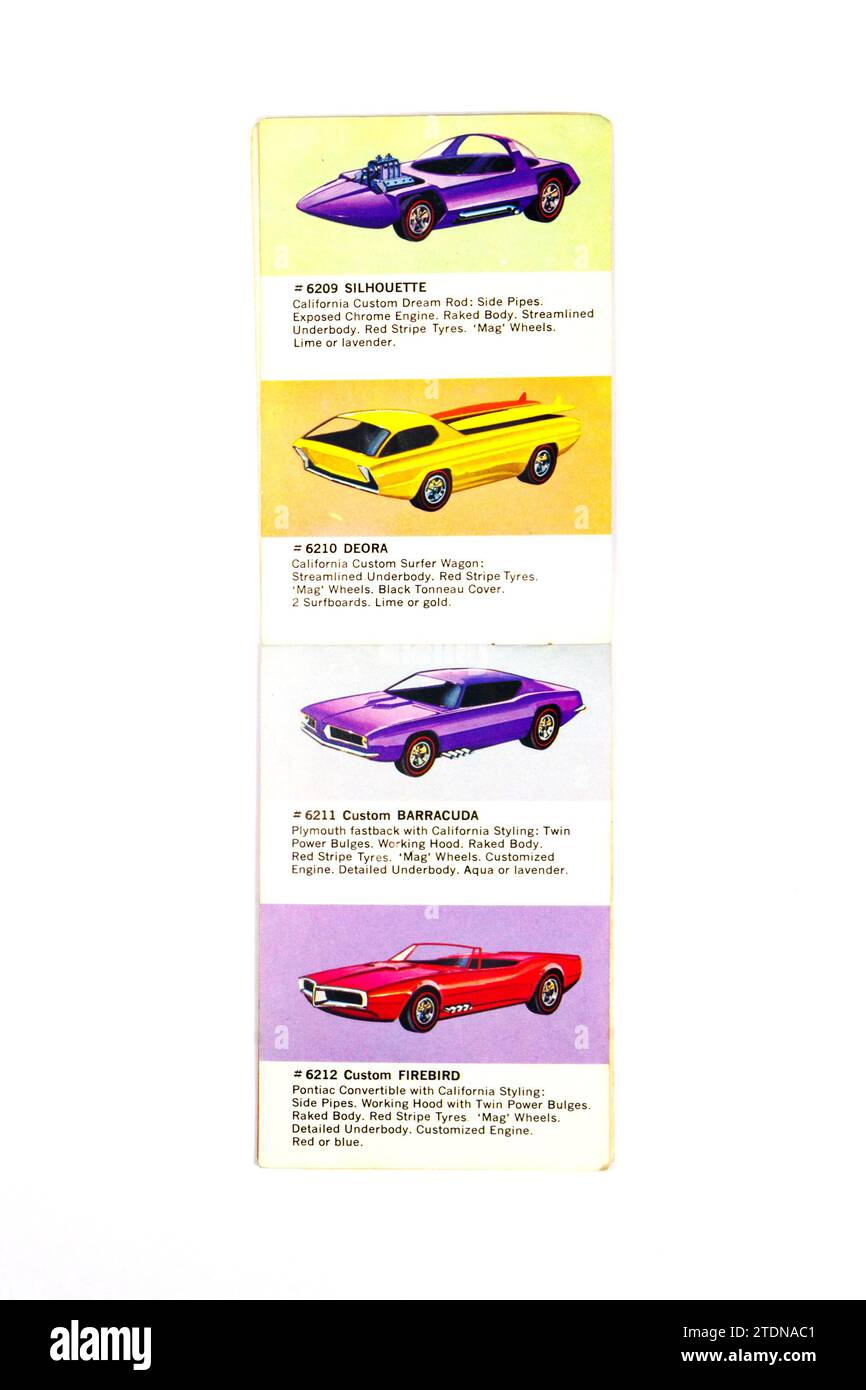 livret vintage 1967 1968 brochure catalogue international pour les roues chaudes redline voitures en métal moulé sous pression et hot rods par mattel inc Banque D'Images