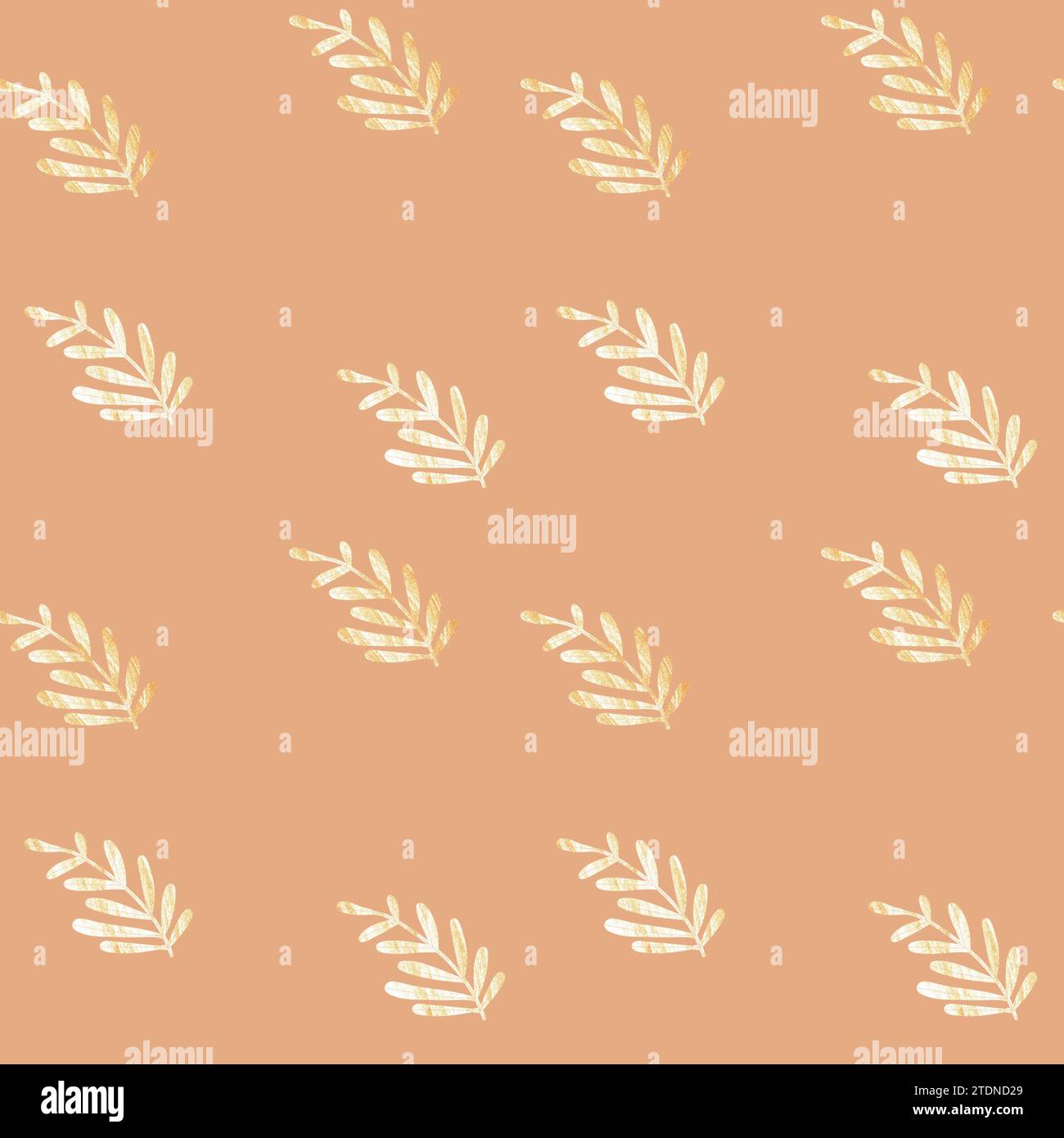 Motif sans couture avec des feuilles, motif or feuilles silhouettes botaniques, motif or tropical, textile imprimé décoratif Banque D'Images