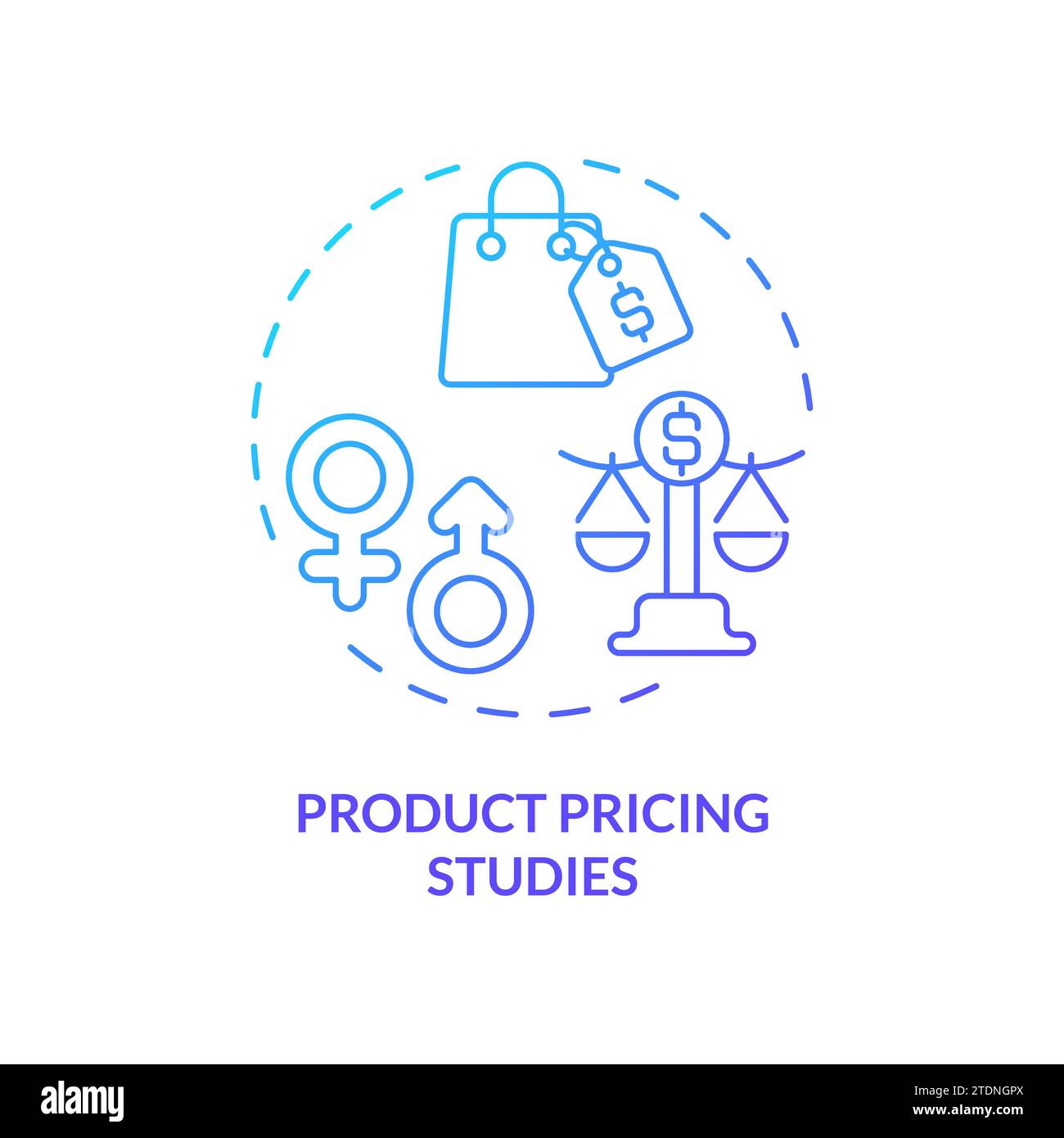 Concept d'icône d'études de prix de produits à gradient de ligne mince Illustration de Vecteur