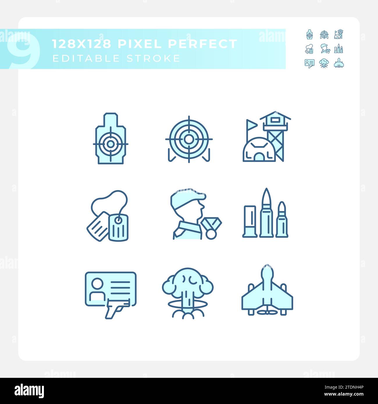 Jeu d'icônes d'armes pixel Perfect éditables en 2D. Illustration de Vecteur