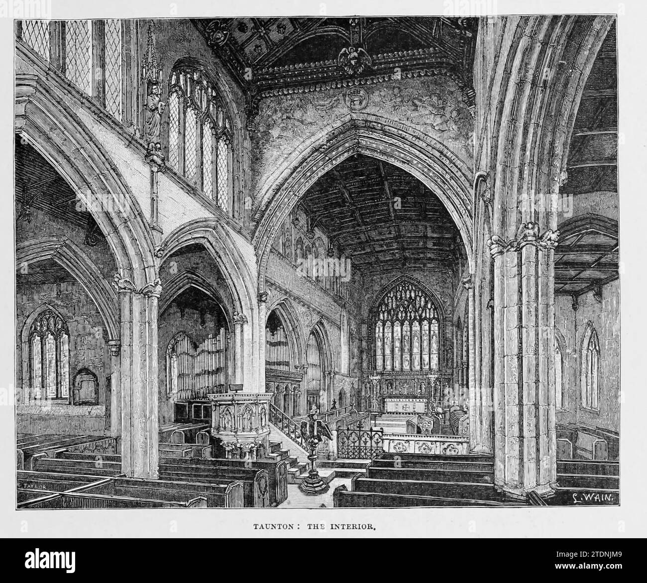 Tauton, The Interior from the book ' Cathedrals, Abbayes and Churches of England and Wales : descriptive, Historical, pictural ' Volume 2 par Bonney, T. G. (Thomas George), 1833-1923, Publisher London : Cassell 1890 Banque D'Images