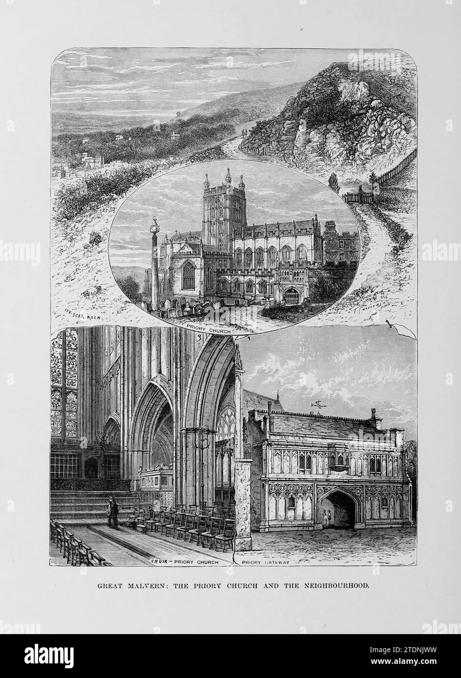 Great Malvern The Prieuré and the Neighbourhood extrait du livre ' Cathedrals, Abbayes and Churches of England and Wales : descriptive, Historical, pictural ' Volume 2 par Bonney, T. G. (Thomas George), 1833-1923 ; Publisher London : Cassell 1890 Banque D'Images