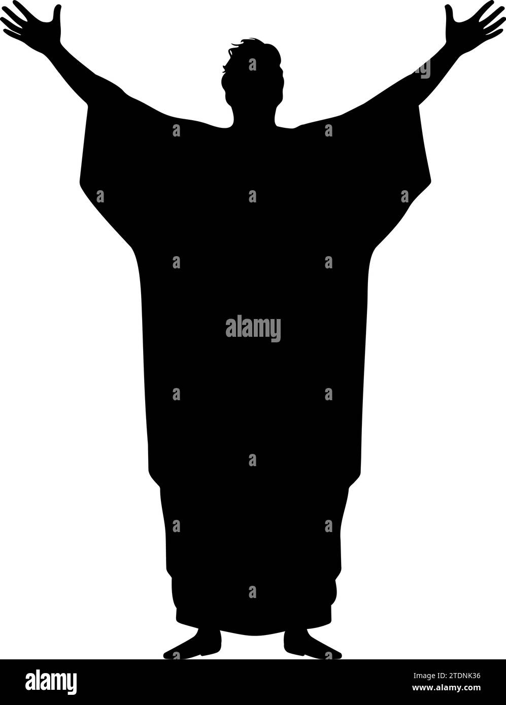 Homme religieux levant les mains silhouette. Concept de louange ou de joie. Illustration vectorielle Illustration de Vecteur