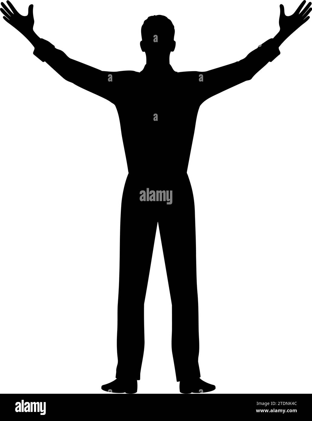 Silhouette d'un homme avec les bras larges ouverts avec la paume étendue. Illustration vectorielle Illustration de Vecteur