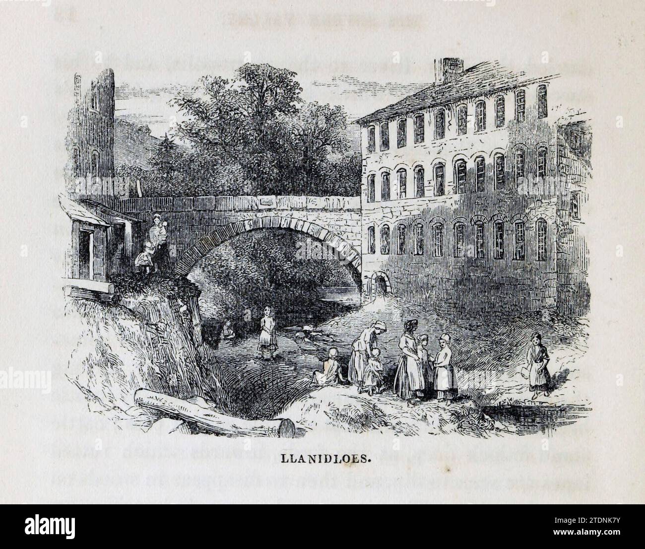 Llanidloes une ville et une communauté dans Powys, Montgomeryshire, pays de Galles tiré du livre The Severn Valley : a series of sketches, descriptive and pictural, of the course of the Severn : contenant des notices de ses caractéristiques topographiques, industrielles et géologiques; avec un regard sur ses associations historiques et légendaires par Randall, John, 1810-1910 Date de publication 1862 Éditeur J. S. Virtue Banque D'Images