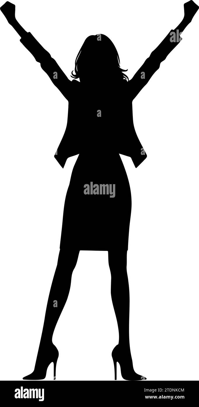 Femme avec les bras levés silhouette. Geste de victoire. illustration vectorielle Illustration de Vecteur