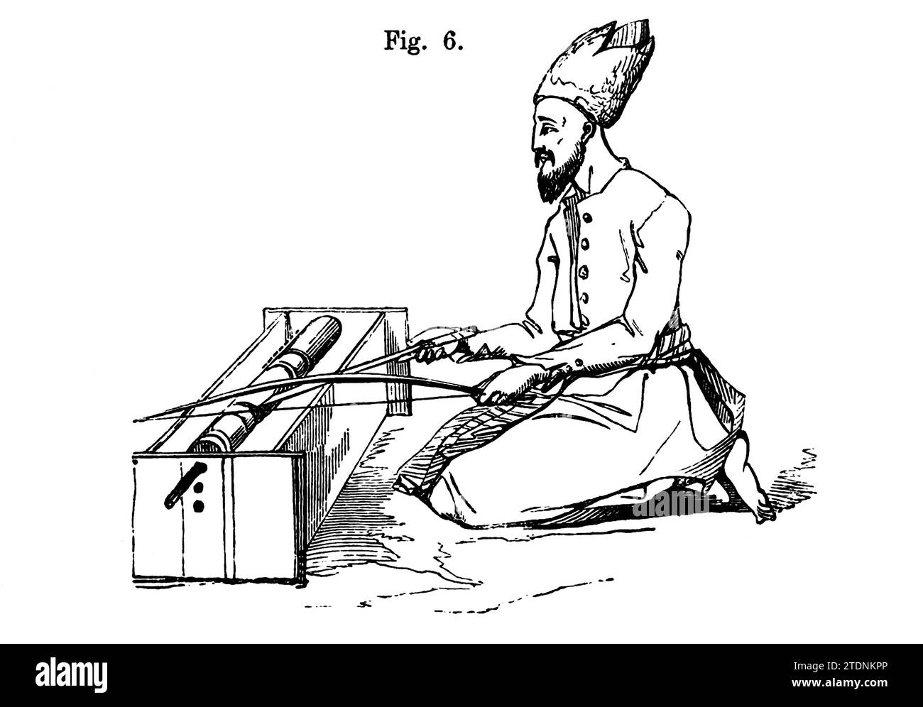 Ancient Perse Hand Lathe du livre tournage et manipulation mécanique conçu comme un travail de référence générale et d'instruction pratique sur le tour, et les diverses activités mécaniques suivies par des amateurs Volume 4 de Charles Holtzapffel (1806-1847) publié en 1850 par la Holtzapffel Company of Tool and tour Makers Banque D'Images