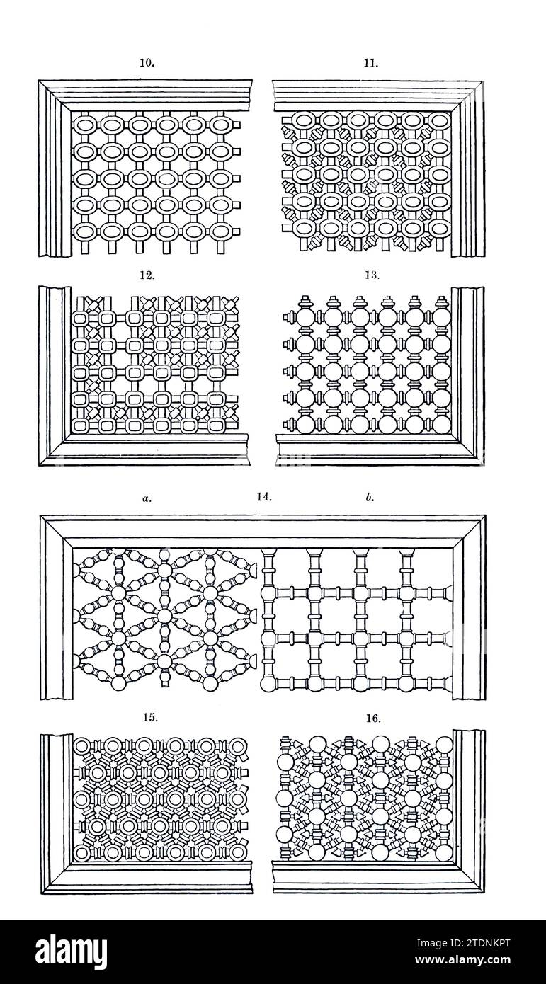 Exemples de meshrebeeyeh travail du tournage de livre et de la manipulation mécanique destinés à un travail de référence générale et d'instruction pratique sur le tour, et les diverses activités mécaniques suivies par les amateurs Volume 4 de Charles Holtzapffel (1806-1847) publié en 1850 par la Holtzapffel Company of Tool and tour Makers Banque D'Images