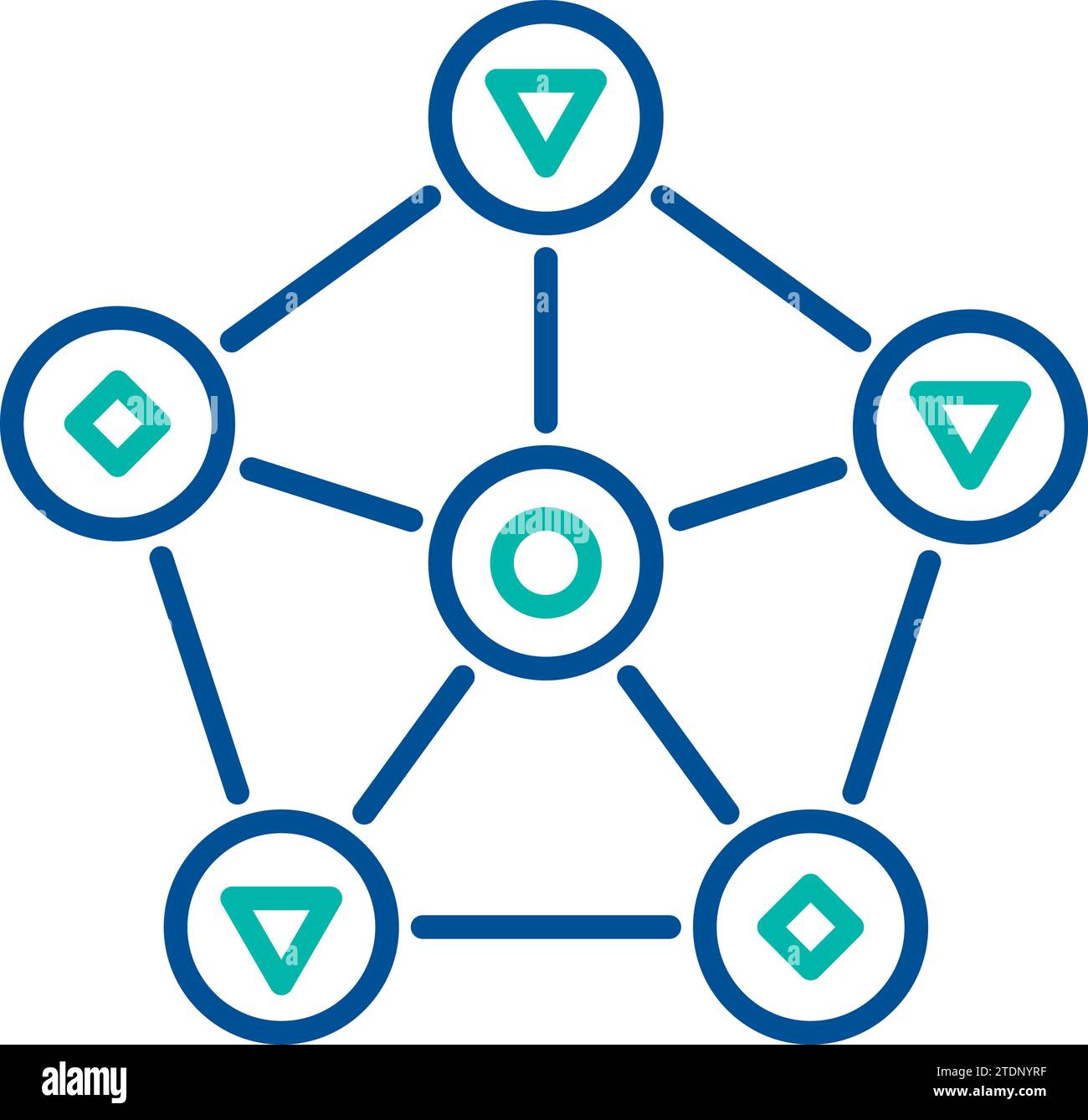 Relation entre les éléments de production, symbole d'organisation des processus métier. Structure d'entreprise de la hiérarchie d'entreprise. Icône de couleur linéaire simple iso Illustration de Vecteur