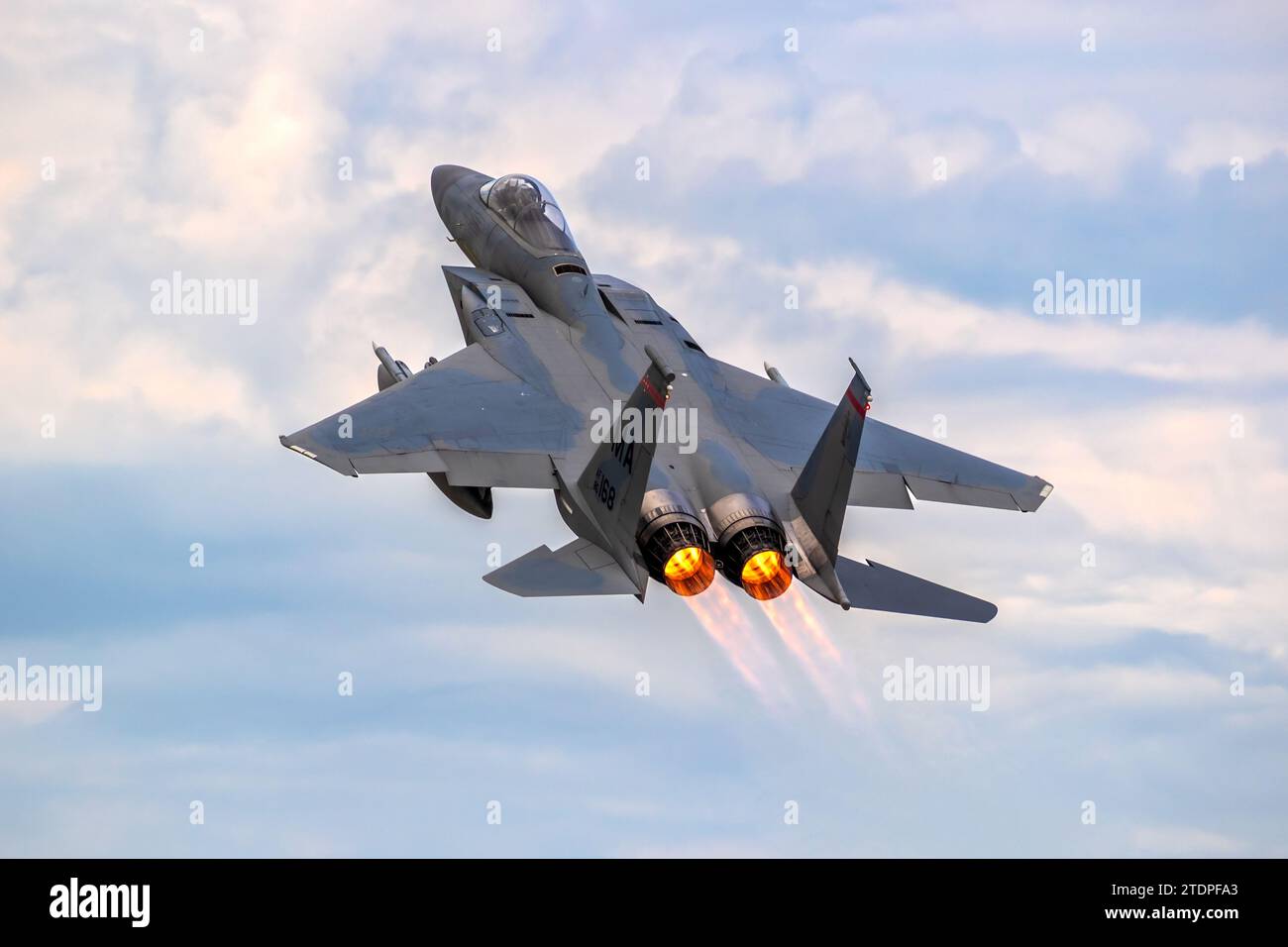 Avion de chasse F-15C Eagle de la 104e Fighter Wing décollant de la base aérienne de Hohn pendant l'exercice Air Defender 2023 de l'OTAN. Hohn, Allemagne - juin Banque D'Images