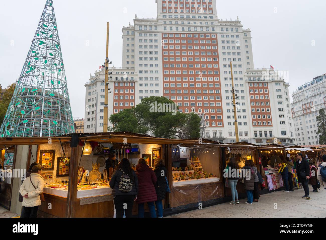 Marché de Noël Santa Lucia à Madrid Banque D'Images