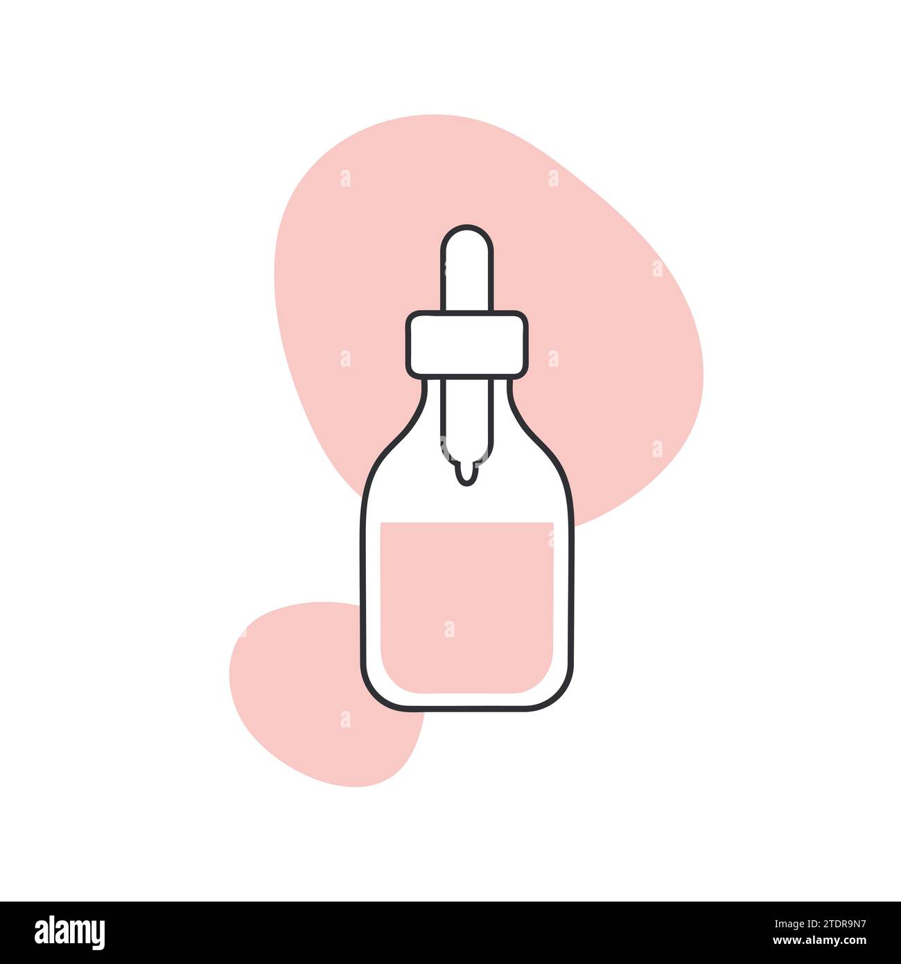 Sérum de traitement capillaire. Sérum d'huile d'hydratation, illustration vectorielle de ligne de traitement profond des cheveux Illustration de Vecteur