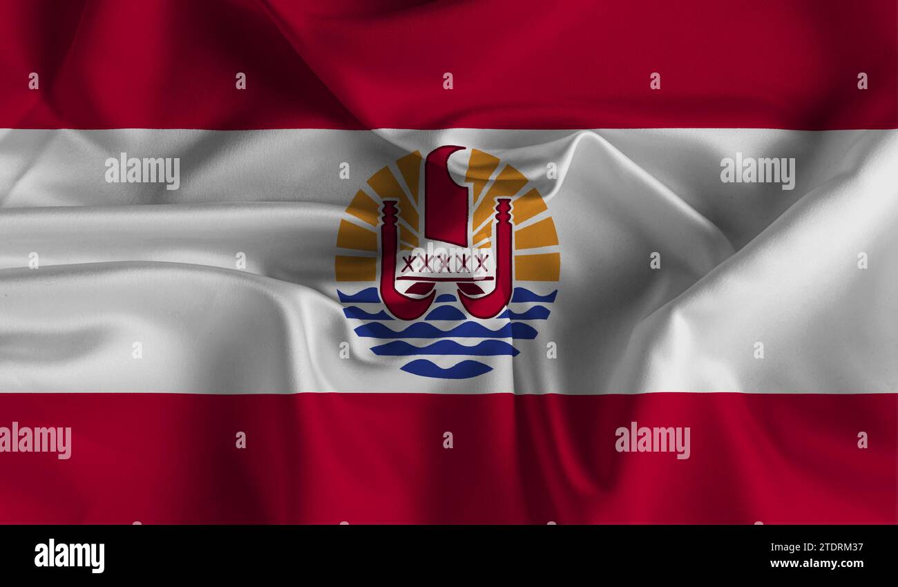 Drapeau haut détaillé de Polynésie française. Drapeau national de la Polynésie française Drapeau haut détaillé de Polynésie française. Drapeau national de la Polynésie française