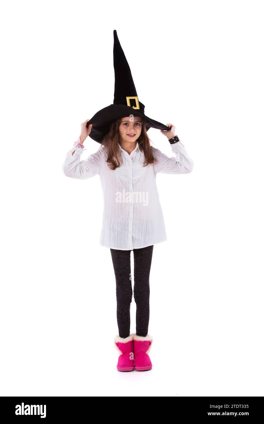 Enfant avec chapeau d'halloween Banque D'Images