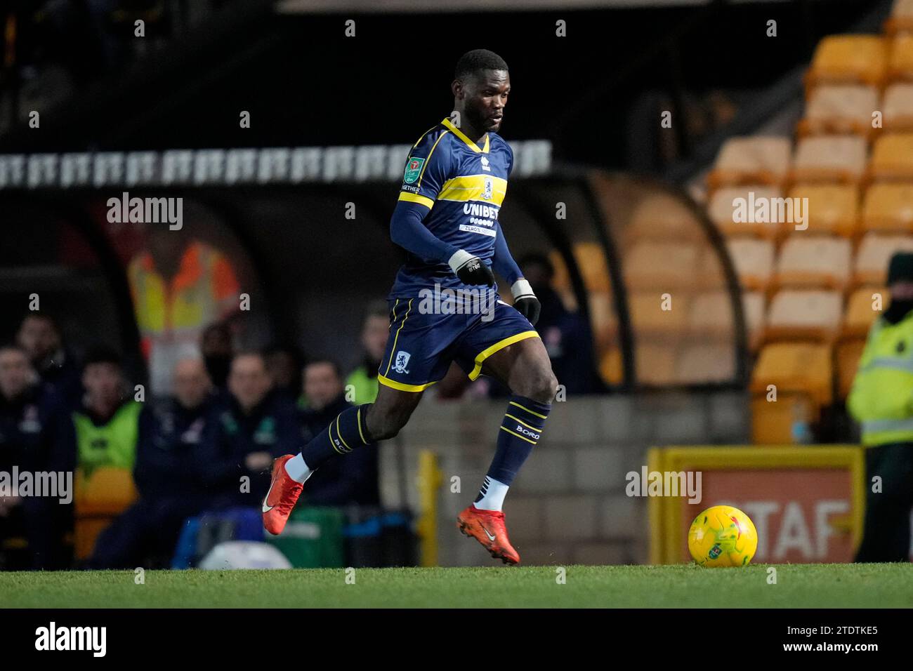 Emmanuel Latte Lath #9 de Middlesbrough lors du match de quart de finale de la Carabao Cup Port Vale vs Middlesbrough à Vale Park, Burslem, Royaume-Uni, le 19 décembre 2023 (photo Steve Flynn/News Images) Banque D'Images