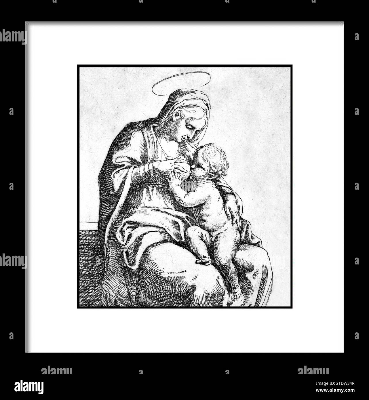 La Vierge allaitant le Christ enfant. Attribué à Guido Reni (italien, Bologne 1575-1642 Bologne) d'après Annibale Carracci (italien, Bologne 1560-160 Banque D'Images