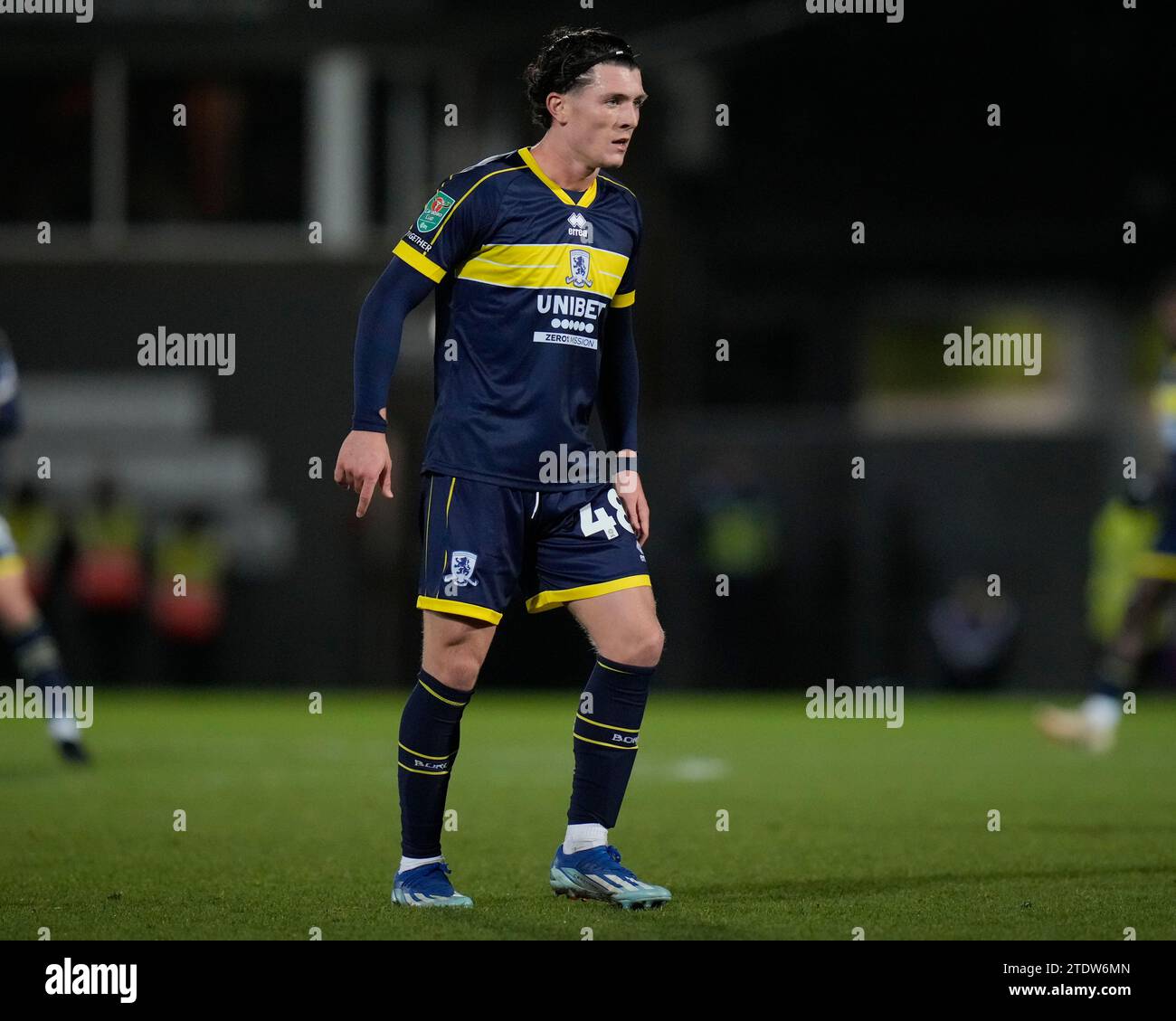 Calum Kavanagh #48 de Middlesbrough lors du match de quart de finale de la Carabao Cup Port Vale vs Middlesbrough à Vale Park, Burslem, Royaume-Uni, le 19 décembre 2023 (photo Steve Flynn/News Images) Banque D'Images