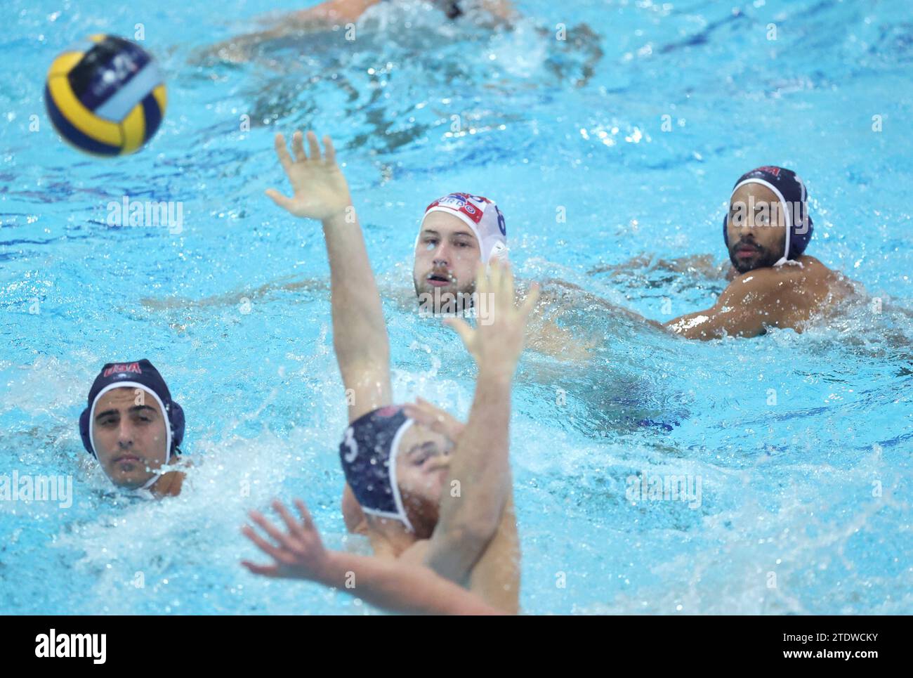 Zagreb, Croatie. 19 décembre 2023. Matias Biljaka des USA lors du premier match d'échauffement entre la Croatie et les USA avant le Championnat d'Europe de water-polo, à Zagreb, Croatie, le 19 décembre 2023. Photo : Sanjin Strukic/PIXSELL crédit : Pixsell/Alamy Live News Banque D'Images